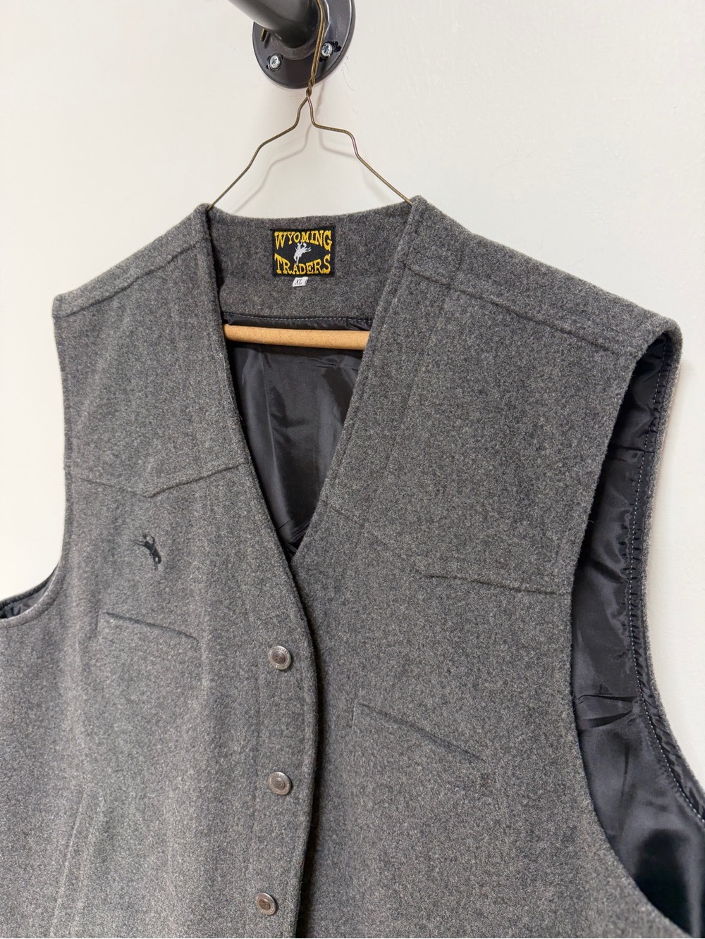Wyoming Traders Men Gray Wool Pea Vest